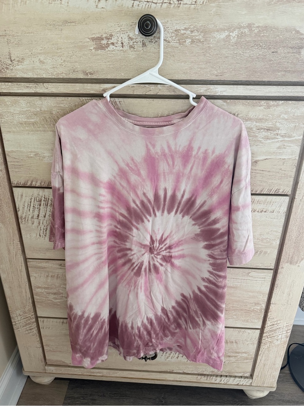 Victorias Secret Pink Women's Pink Tie-Dye Short Sleeve Tee Oversized